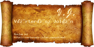 Várterész Jolán névjegykártya